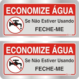 2 PLACAS SINALIZADORA ADESIVA EM ALUMINIO ECONOMIZE AGUA 2 PLACAS SINALIZADORA ADESIVA EM ALUMINIO ECONOMIZE AGUA