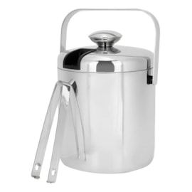 BALDE PARA GELO COM TAMPA E PEGADOR  AÇO INOX TL1300LB