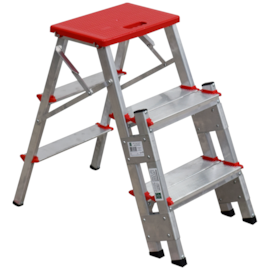 BANQUETA BILATERAL ALUMINIO 2 DEGRAUS DUPLO E PATAMAR  BANQUETA BILATERAL ALUMINIO 2 DEGRAUS DUPLO E PATAMAR