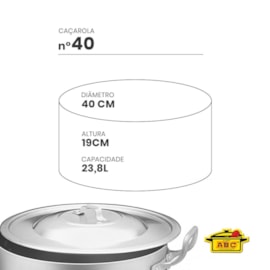 CAÇAROLA HOTEL 40 COM TAMPA 23,8 L ø 40CM CAÇAROLA HOTEL 40 COM TAMPA 23,8 L ø 40CM