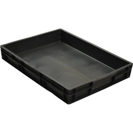 CAIXA BANDEJA PLÁSTICA EURO 80X60X12 CM 45 LITROS PRETA