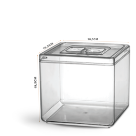 CAIXA COM 20 POTES QUADRADO TRANSPARENTE 5 LITROS  CAIXA COM 20 POTES QUADRADO TRANSPARENTE 5 LITROS