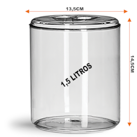 CAIXA COM 36 POTES REDONDO TRANSPARENTE 1,5 LITROS  CAIXA COM 36 POTES REDONDO TRANSPARENTE 1,5 LITROS