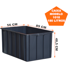 CAIXA PLÁSTICA 180 LITROS MODELO 018 PRETA SEM TAMPA CAIXA PLÁSTICA 180 LITROS MODELO 018 PRETA SEM TAMPA