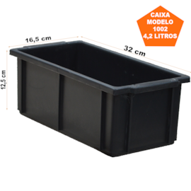 CAIXA PLÁSTICA 4,2 LITROS MODELO 002 PRETA SEM TAMPA CAIXA PLÁSTICA 4,2 LITROS MODELO 002 PRETA SEM TAMPA