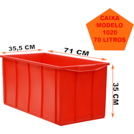 CAIXA PLÁSTICA 70 LITROS MODELO 020 VERMELHA SEM TAMPA CAIXA PLÁSTICA 70 LITROS MODELO 020 VERMELHA SEM TAMPA