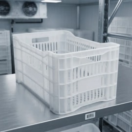 CAIXA PLASTICA HORTIFRUT 46 L EM PEAD NATURAL PARA CAMARA FRIA