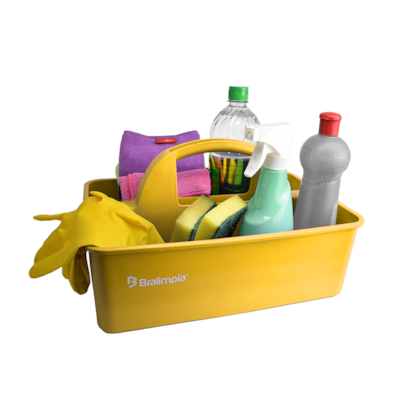 CESTO FUNCIONAL PARA LIMPEZA AMARELO