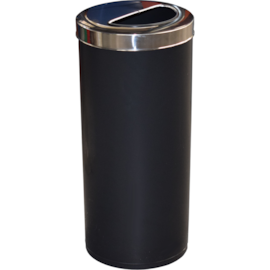 CESTO PLASTICO 22 LITROS PRETO COM TAMPA ARO INOX MEIA LUA CESTO PLASTICO 22 LITROS PRETO COM TAMPA ARO INOX MEIA LUA