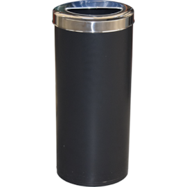 CESTO PLASTICO 22 LITROS PRETO COM TAMPA ARO INOX MEIA LUA CESTO PLASTICO 22 LITROS PRETO COM TAMPA ARO INOX MEIA LUA