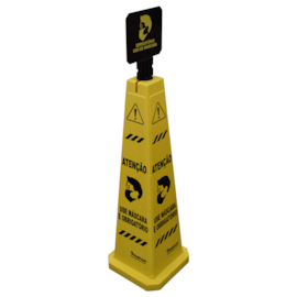 CONE DE SINALIZAÇÃO COM PLACA ATENÇÃO USO DE MASCARA OBRIGATORIO  CONE DE SINALIZAÇÃO COM PLACA ATENÇÃO USO DE MASCARA OBRIGATORIO