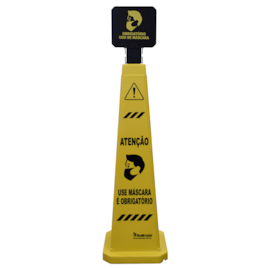 CONE DE SINALIZAÇÃO COM PLACA ATENÇÃO USO DE MASCARA OBRIGATORIO  CONE DE SINALIZAÇÃO COM PLACA ATENÇÃO USO DE MASCARA OBRIGATORIO