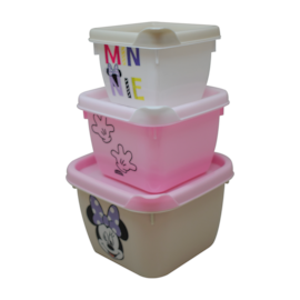 CONJUNTO 3 POTES CONECT DECORADOS DISNEY  ROSA CONJUNTO 3 POTES CONECT DECORADOS DISNEY  ROSA