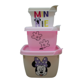 CONJUNTO 3 POTES CONECT DECORADOS DISNEY  ROSA