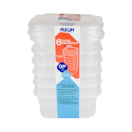 CONJUNTO COM 6 POTES PLASTICOS COM TAMPA 850 ML  CONJUNTO COM 6 POTES PLASTICOS COM TAMPA 850 ML