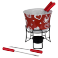 CONJUNTO FONDUE 6 PEÇAS BRINOX VERMELHO CORAÇÃO...