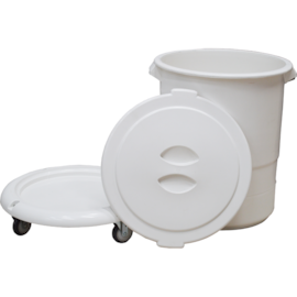 CONTENTOR PLÁSTICO BRANCO COM BASE E RODAS 4'' CONTENTOR PLÁSTICO BRANCO COM BASE E RODAS 4''