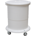 CONTENTOR PLÁSTICO BRANCO COM BASE E RODAS 4''