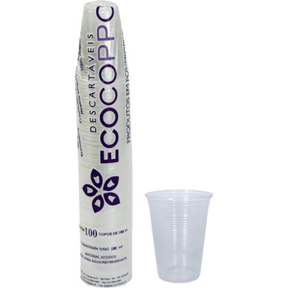 COPO 180ML TRANSPARENTE ECOCOPPO 100 PEÇAS