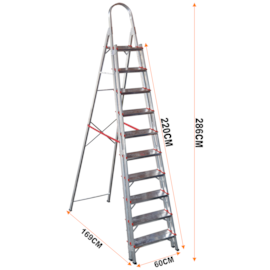 ESCADA ALUMINIO COM 10 DEGRAUS DUPLOS REFORÇADA ESCADA ALUMINIO COM 10 DEGRAUS DUPLOS REFORÇADA