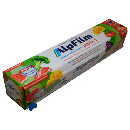 FILM PLASTICO PVC PARA ALIMENTOS ANTIBACTERICIDA 45CM X 300M COM TRILHO