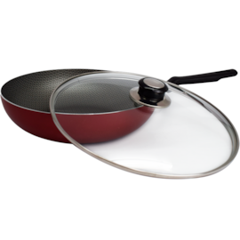 FRIGIDEIRA FUNDA 3,3L 28CM ANTIADERENTE COM TAMPA DE VIDRO LORETO CEREJA FRIGIDEIRA FUNDA 3,3L 28CM ANTIADERENTE COM TAMPA DE VIDRO LORETO CEREJA