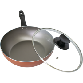 FRIGIDEIRA WOK 2,3 LITROS 24 CM COM TAMPA DE VIDRO TERRACOTA  FRIGIDEIRA WOK 2,3 LITROS 24 CM COM TAMPA DE VIDRO TERRACOTA
