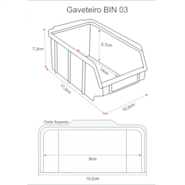 GAVETA PLASTICA BIN 03 NA COR BRANCA