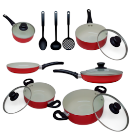 JOGO DE PANELAS DUBAI 10 PEÇAS COM REVESTIMENTO CERÂMICO  JOGO DE PANELAS DUBAI 10 PEÇAS COM REVESTIMENTO CERÂMICO