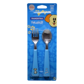 JOGO DE TALHERES INFANTIL 2 PEÇAS MY BEST FRIEND AZUL JOGO DE TALHERES INFANTIL 2 PEÇAS MY BEST FRIEND AZUL