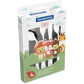 JOGO DE TALHERES INFANTIL BABY FRIENDS AÇO INOX 4 PEÇAS JOGO DE TALHERES INFANTIL BABY FRIENDS AÇO INOX 4 PEÇAS