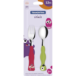 JOGO DE TALHERES INFANTIL COLORIDO LIROUS 2 PEÇAS JOGO DE TALHERES INFANTIL COLORIDO LIROUS 2 PEÇAS
