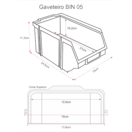KIT 30 GAVETAS PLÁSTICA BIN 05