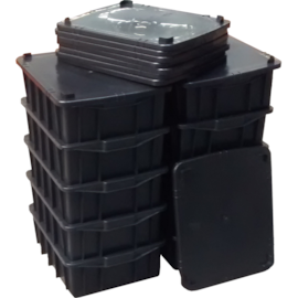 KIT COM 10 CAIXAS 15 LITROS MODELO 012 PRETA COM TAMPA KIT COM 10 CAIXAS 15 LITROS MODELO 012 PRETA COM TAMPA