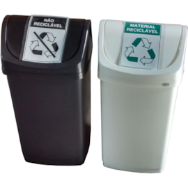 KIT COM 2 LIXEIRAS 50 LITROS TAMPA BASCULANTE E ADESIVOS KIT COM 2 LIXEIRAS 50 LITROS TAMPA BASCULANTE E ADESIVOS