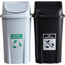 KIT COM 2 LIXEIRAS BASCULANTE 60 LITROS COM ADESIVOS  KIT COM 2 LIXEIRAS BASCULANTE 60 LITROS COM ADESIVOS