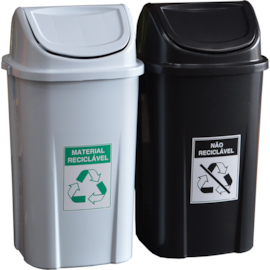 KIT COM 2 LIXEIRAS BASCULANTE 60 LITROS COM ADESIVOS  KIT COM 2 LIXEIRAS BASCULANTE 60 LITROS COM ADESIVOS