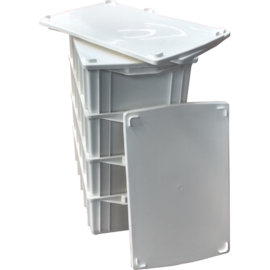 KIT COM 4 CAIXAS 39 LITROS MODELO 013 BRANCA COM TAMPA KIT COM 4 CAIXAS 39 LITROS MODELO 013 BRANCA COM TAMPA