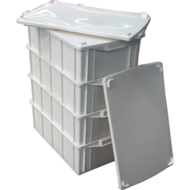 KIT COM 4 CAIXAS 39 LITROS MODELO 013 BRANCA COM TAMPA KIT COM 4 CAIXAS 39 LITROS MODELO 013 BRANCA COM TAMPA