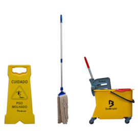 KIT LIMPEZA BALDE ESPREMEDOR 30 LITROS COM PLACA E MOP