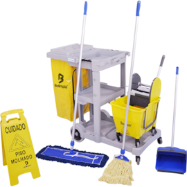 KIT LIMPEZA PROFISSIONAL CARRO FUNCIONAL, ESPREMEDOR E ACESSORIOS KIT LIMPEZA PROFISSIONAL CARRO FUNCIONAL, ESPREMEDOR E ACESSORIOS