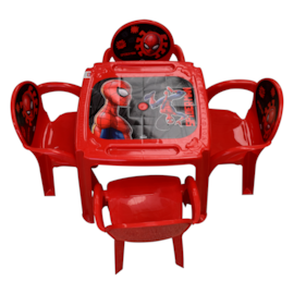 KIT MESA INFANTIL COM 4 CADEIRA HOMEM ARANHA