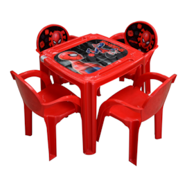 KIT MESA INFANTIL COM 4 CADEIRA HOMEM ARANHA
