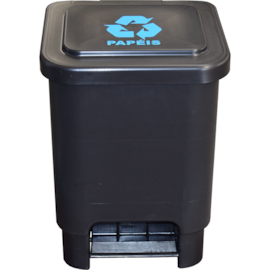 LIXEIRA 15 LITROS COM PEDAL PRETA E ADESIVO COLETA DE PAPEL LIXEIRA 15 LITROS COM PEDAL PRETA E ADESIVO COLETA DE PAPEL