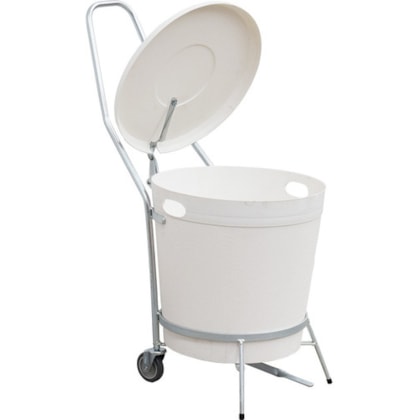 LIXEIRA 45 LITROS BRANCA COM PEDAL E RODAS