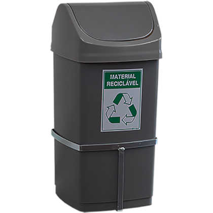 LIXEIRA 50 LITROS TAMPA BASCULANTE COM SUPORTE PARA PAREDE E ADESIVO