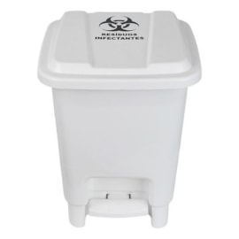 LIXEIRA PLASTICA 7 LITROS BRANCA COM ADESIVO INFECTANTE