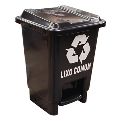 LIXEIRA PLASTICA 7 LITROS PRETA COM ADESIVO LIXO COMUM