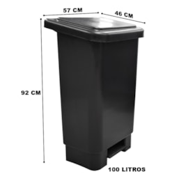 LIXEIRA RETANGULAR 100 LITROS COM PEDAL E HASTE DE METAL