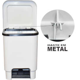 LIXEIRA RETANGULAR 15 LITROS COM PEDAL E HASTE DE METAL